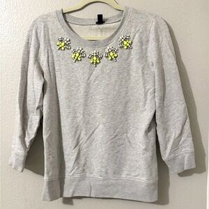 J. Crew Light Gray Embellished Crewneck Sweatshirt